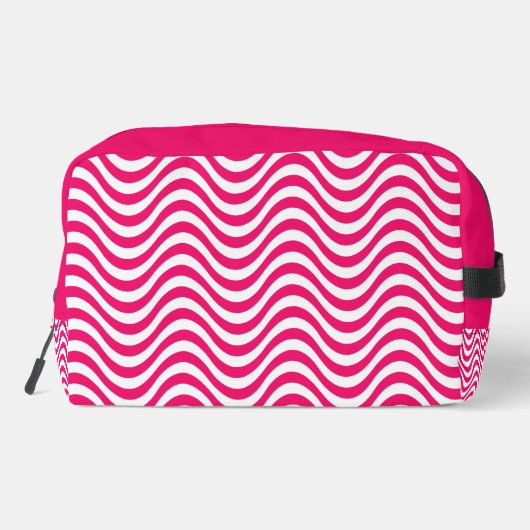 Monogram roze wit golvende strepen psychedelisch toilettasje (Achterkant)