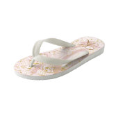 Monogram Roze Wit Marmer Werveling Gouden Glitters Kinder Teenslippers (Schuin)