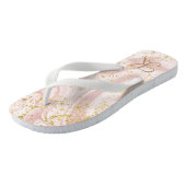 Monogram Roze Wit Marmeren Swirl Gouden Glitter Fl Teenslippers (Schuin)