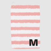 Monogram Roze Wit Waterverf Strepen Golfhanddoek (Voorkant)