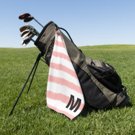 Monogram Roze Wit Waterverf Strepen Golfhanddoek