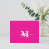 Monogram Roze Wit Zilver Kleur Persoonlijk Briefkaart (Staand voorkant)