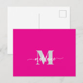 Monogram Roze Wit Zilver Kleur Persoonlijk Briefkaart (Voorkant / Achterkant)