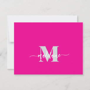 Monogram Roze Wit Zilver Kleur Persoonlijk Briefkaart