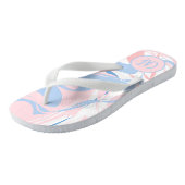 Monogram Roze Witte Blauwe Zwervel Abstracte Teens Teenslippers (Schuin)