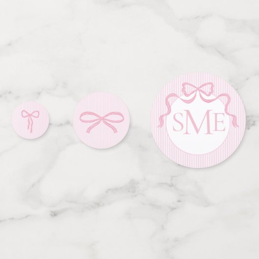Monogram Roze & Witte Boog, Baby shower Confetti (Voorkanten)