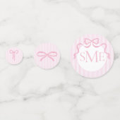 Monogram Roze & Witte Boog, Baby shower Confetti (Achterkanten)