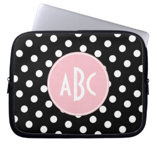 Monogram roze witte en zwarte pols laptop sleeve
