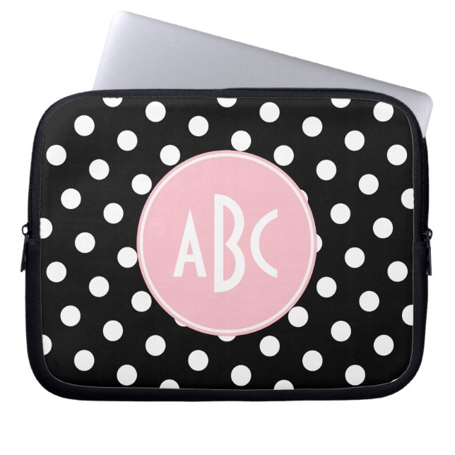 Monogram roze witte en zwarte pols laptop sleeve (Voorkant)