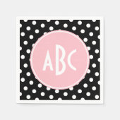 Monogram roze witte en zwarte pols servet (Voorkant)