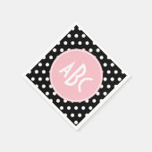 Monogram roze witte en zwarte pols servet (Hoek)