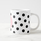 Monogram roze witte en zwarte pooldots grote koffiekop (Rechts)