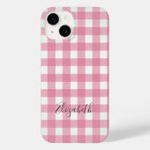 Monogram roze witte geruite Buffalo ruitjespatroon Case-Mate iPhone Case (Achterkant)