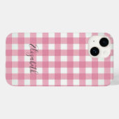 Monogram roze witte geruite Buffalo ruitjespatroon Case-Mate iPhone Case (Achterkant (horizontaal))