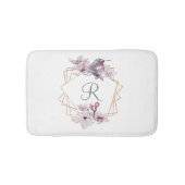 Monogram Roze Witte Magnolias Bird Lijst Badmat (Voorkant)
