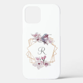 Monogram Roze Witte Magnolias Bird Lijst Case-Mate iPhone Case