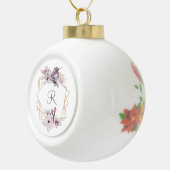 Monogram Roze witte Magnolias Bird Lijst Cera Keramische Bal Ornament (Rechts)