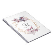 Monogram Roze Witte Magnolias Bird Lijst Notitieboek (Rechterzijde)