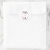 Monogram Roze Witte Magnolias Bird Lijst Ronde Sticker (Tas)
