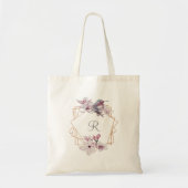 Monogram Roze Witte Magnolias Bird Lijst Tote Bag (Voorkant)