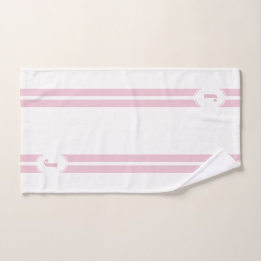 Monogram roze witte ombre gecontroleerde streep bad handdoek (Handdoek)