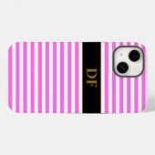 Monogram roze/witte strepen Case-Mate iPhone case (Achterkant (horizontaal))