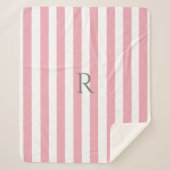  Monogram Roze & Witte Strepen Gestreept Sherpa Deken (Voorkant)