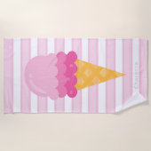 Monogram roze witte strepen, ijs roze strandlaken (Voorkant)