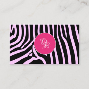 Monogram Roze Zebra Dierenontwerper Visitekaartje