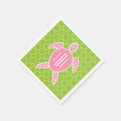 Monogram Roze Zee Turtle Groen Quatrefoil Servetten (Hoek)