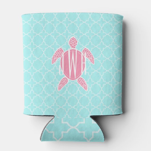 Monogram roze Zeeen schildpad + blauw kwartet Blikjeskoeler (Achterkant)
