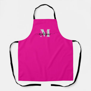 Monogram roze zilver persoonlijk schort