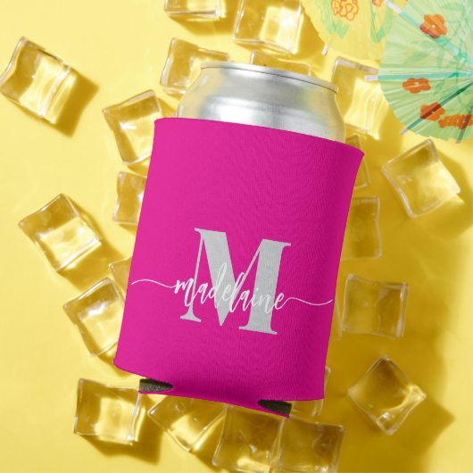 Monogram Roze Zilver Wit Personal Blikjeskoeler (Insitu Zomer)