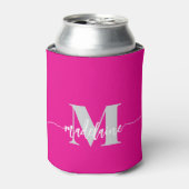 Monogram Roze Zilver Wit Personal Blikjeskoeler (Blikje Voorkant)