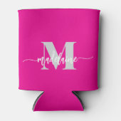 Monogram Roze Zilver Wit Personal Blikjeskoeler (Voorkant)