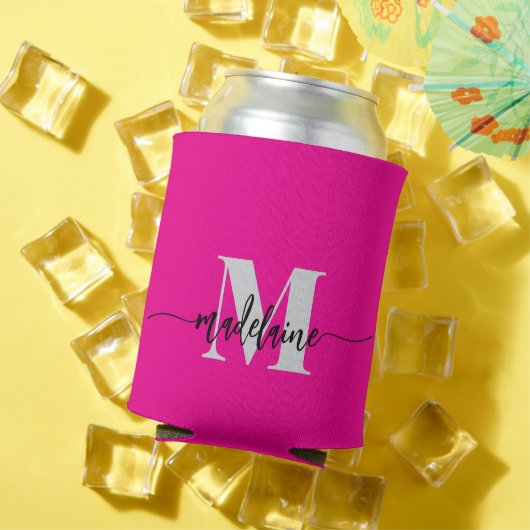 Monogram Roze Zilver Zwart Personal Blikjeskoeler (Insitu Zomer)