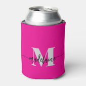 Monogram Roze Zilver Zwart Personal Blikjeskoeler (Blikje Voorkant)