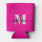 Monogram Roze Zilver Zwart Personal Blikjeskoeler (Voorkant)
