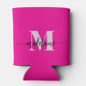 Monogram Roze Zilver Zwart Personal Blikjeskoeler (Achterkant)
