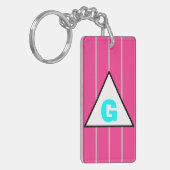 Monogram roze zilverstrips sleutelhanger (Voorkant Links)