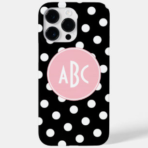 Monogram roze zwart en witte poka Dot Case-Mate iPhone 14 Pro Max Hoesje