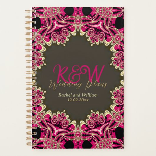 Monogram roze zwart goudkleurig logo planner (Voorkant)