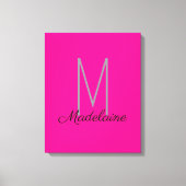 Monogram Roze Zwart Persoonlijk Elegant Canvas Afdruk (Voorkant)