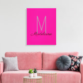 Monogram Roze Zwart Persoonlijk Elegant Canvas Afdruk (Insitu (Woonkamer))
