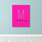 Monogram Roze Zwart Persoonlijk Elegant Canvas Afdruk (Insitu (Houten vloer))