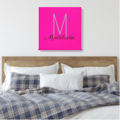 Monogram Roze Zwart Persoonlijk Elegant Canvas Afdruk (Insitu (Slaapkamer))