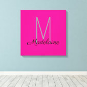 Monogram Roze Zwart Persoonlijk Elegant Canvas Afdruk (Insitu (Houten vloer))
