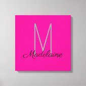 Monogram Roze Zwart Persoonlijk Elegant Canvas Afdruk (Voorkant)