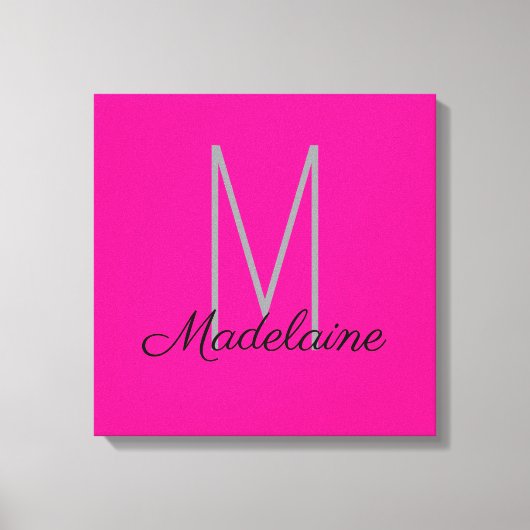 Monogram Roze Zwart Persoonlijk Elegant Canvas Afdruk (Voorkant)