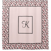 Monogram Roze Zwart Stippen Gestippelde Stippen Douchegordijn (Voorkant)